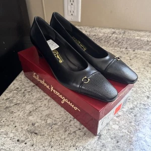 Salvatore Ferragamo Damenschuh schwarz Stil Pamela Größe 9 Pfennigabsatz - Bild 1 von 6