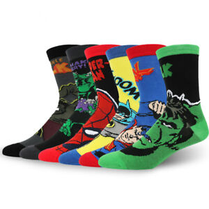 Mens Ladies Cotton Socks Funny Super Hero Avengers Cartoon Casual Dress Socks