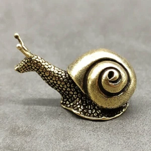 Solid Brass Snail Figurine Small Statue House Decoration Animal Figurines Toys - Picture 1 of 4