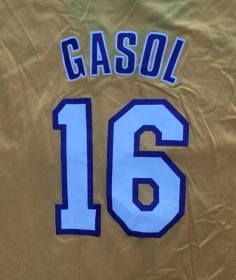 Camiseta Adidas Los Angeles Lakers Pau Gasol #16 Adulto XXL NBA Champions Gold Foto 1 de 4