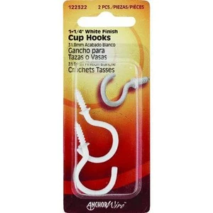 1-1/4" White Cup Hooks 2Pk - Picture 1 of 1
