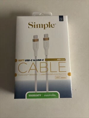 S. Simple (10-Ft) USB-C to 8-Pin Tough-Knit Braided Cable - White/Gold - Image 1 of 2