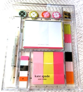 KATE SPADE CLEAR PLEXIGLASS TACKLE BOX DESK ACCESSORIES NOTES MAGNETS SHARPENER - Picture 1 of 8