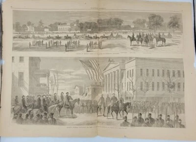 General Sherman in Savannah 1865 винтажный принт Sherman Reviewing his Army - Изображение 1 из 2