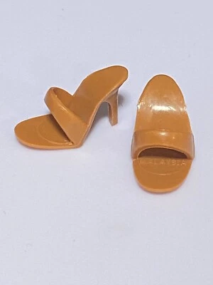 1993 Barbie Brown Reproduction Open Toe Heels Shoes Mules Repro - Image 1 of 2