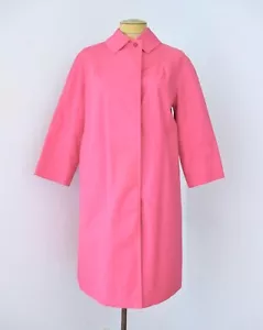 Vtg 60s 70s Mod Pink Nino Flex Canvas Flag Line Raincoat Tortie Buttons USA 6P - Picture 1 of 7