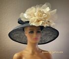 Black Kentucky Derby Hat Cream Champagne Rose Royal Ascot Bridal Melbourne Cup