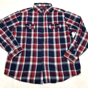 FADED GLORY Flanell Hemd Herren L blau rot Fischgrät kariert Grunge Outdoor - Bild 1 von 16