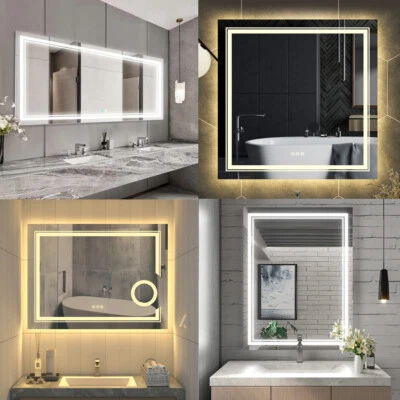 Multi-Size Dual-Ring Lights LED Mirror Wall Bathroom Vanity Mirrors w 3 Switches - image 1 of 4