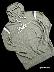 Nike Women's Retro Club Pullover Hoodie Size M Long Sleeve Heathered Green Logo