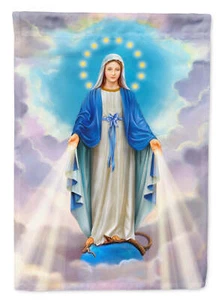 Religious Blessed Virgin Mother Mary Flag Canvas House Size 28x40 Inches New - Picture 1 of 2