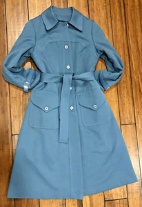 Vintage Audrey Hepburn Coat Forecaster-Boston Liner Baby Blue Trench Rain Size 8 - Picture 1 of 12