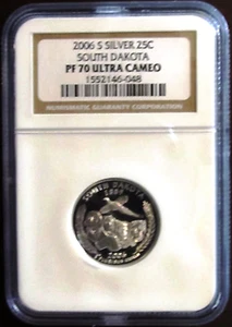 2006-S South Dakota Silver Quarter, NGC Proof 70 Ultra Cameo - Picture 1 of 2