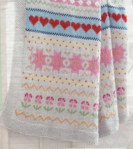 Baby knitting pattern FAIR ISLE Blanket Rug copy 4 ply - Picture 1 of 1