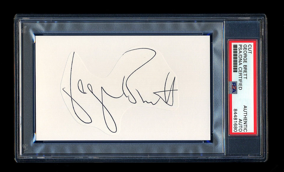GEORGE BRETT SIGNED MINT CUT PSA/DNA AUTOGRAPHED KANSAS CITY ROYALS HOF MVP WSC - Image 1 of 1