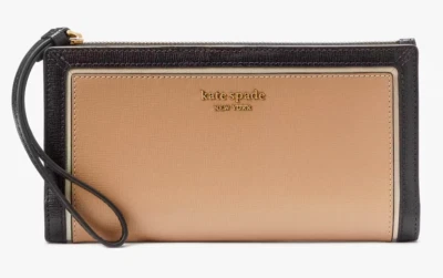 Cartera Kate Spade Morgan Beige Negro Cuero Continental KB252 $148 F Foto 1 de 2
