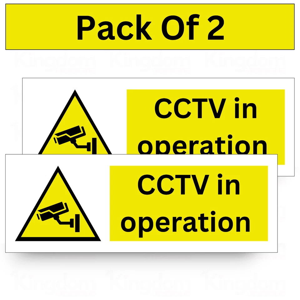 KINGDOM DECALS CCTV IN OPERATION - *PACK OF 2* - SECURITY WINDOW STICKERS - 2 SIZES AVAILABLE