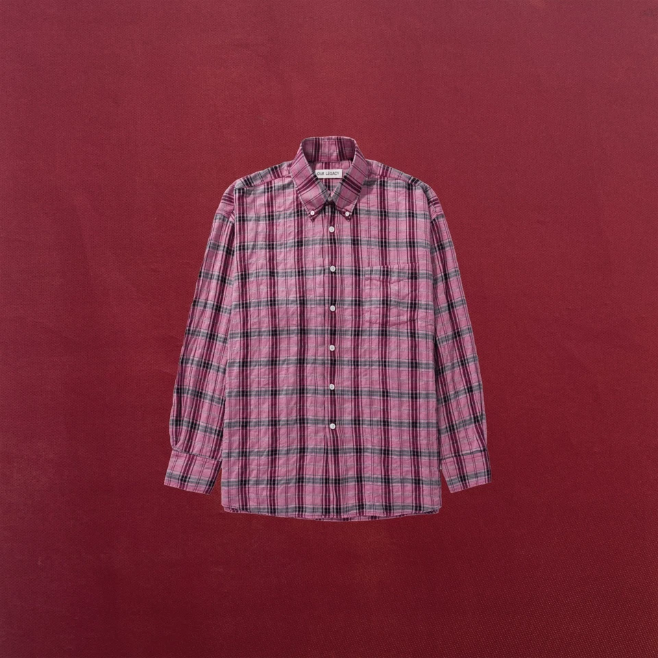 OUR LEGACY BORROWED LONG SLEEVE SHIRT PINK SIZE 48 (MEN’S L) GENTLY USED - Image 1 of 3