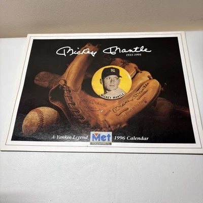 MICKEY MANTLE Yankee Legend~RARE VINTAGE 1996 MET Foodmarkets Calendar ~ Photos - Image 1 of 4
