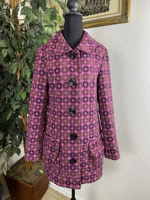 Abrigo Kensie Niña Mujer L Rosa Oliva Geométrico Botón Chaqueta Retro Mod Estilo Foto 1 de 4