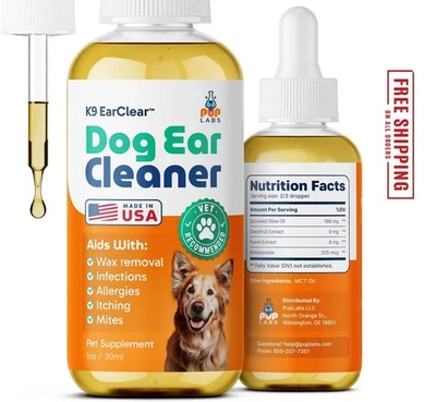 Pup Labs Ear Clear, Natural Dog Ear Cleaner and Infection Treatment for Dogs,... - Image 1 of 4