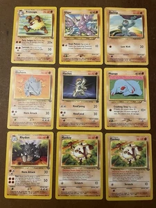 Set of 9 Common Fighting Type Pokémon Cards circa 1995 - 2000 - Picture 1 of 2