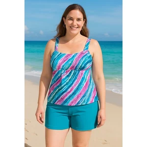 Conjunto Tankini Kim Gravel X Para Todas Las Mujeres Talla 14 Aqua Modest Deportivo - Imagen 1 de 5