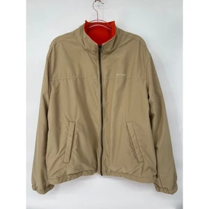 Tommy Hilfiger Mens XL Reversible Fleece Jacket Full Zip Beige Orange - Picture 1 of 9