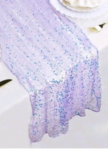 2 Pack of 11"x69" Light Purple Table Runners with Sparkly Sequins for Partys - Picture 1 of 7