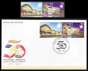 Philippines – 2025 Morocco Diplomatic Relations, Se-tenant/Pair + FDC, MNH OG - Picture 1 of 3
