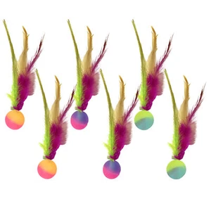 6pcs Interactive Feather Ball Toy Set For Cats,Elastic Interactive Cat Toy Ball - Picture 1 of 12