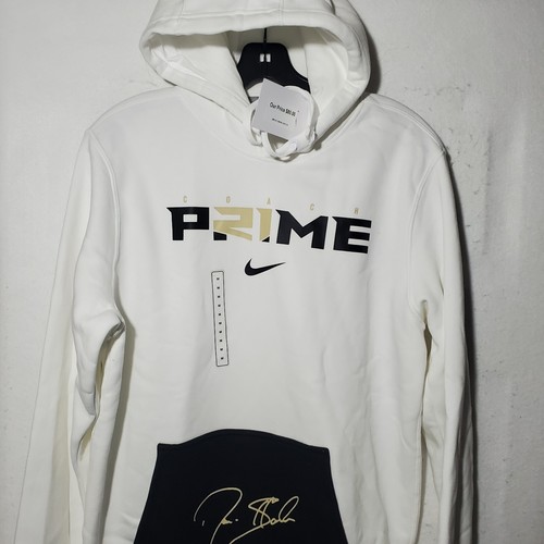 Felpa con cappuccio Coach Prime Colorado Buffaloes uomo media bianca CU Buffs nuova con etichette