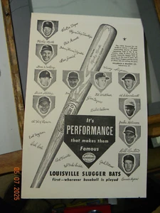 Louisville Slugger Fledermäuse Werbeplakat 1953 - Bild 1 von 11