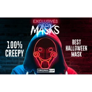 COOL MANIA LED NEON PURGE FACE MASKS V FOR VENDETTA JIGSAW GUY FAWKES STAG PARTY - Picture 1 of 26