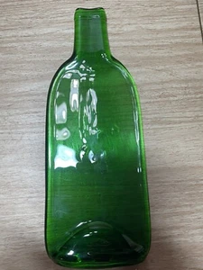 Art Studio Glass fusing green  bottle flat spoon rest bar tray plate slumped - Picture 1 of 7