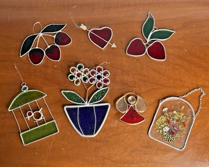 Gabbia per uccellini vintage in vetro colorato prendisole frutta fiori fragola lotto di 7 - Foto 1 di 16