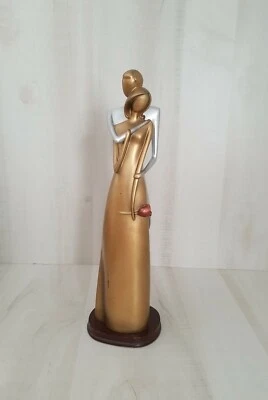 Estatuilla romántica pareja joven enamorada estatua escultura bronce y plata 15,5" Foto 1 de 4