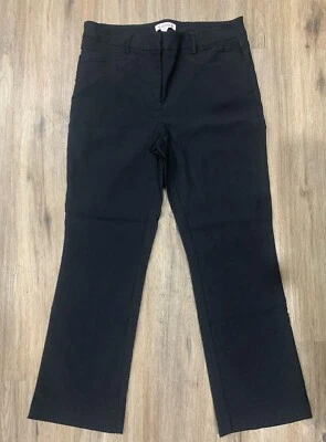 Pantalones de vestir Nanette Nanette Lepore talla 10 negros acampanados elásticos Foto 1 de 4