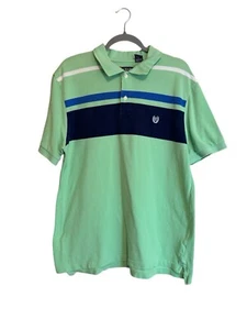 Chaps 78 Mens Shirt XL Green/Blue/ White Striped Polo Short Sleeve Cotton Casual - Picture 1 of 6