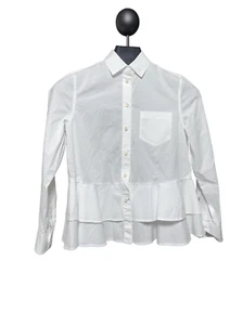 Broome Street Kate Spade Long Sleeve White Ruffled Peplum Blouse Size XS - Picture 1 of 4