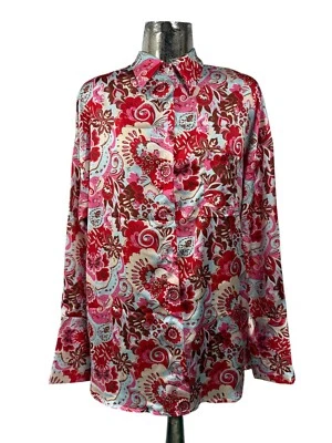 BOOHOO Nightwear Set Top Shirt & Shorts Size 16 Satin 70s Womens NEW RRP £29 - Image 1 of 4