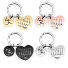 Personalized Engraving Keychain Calendar DIY Birthday Date Love Heart Keyring