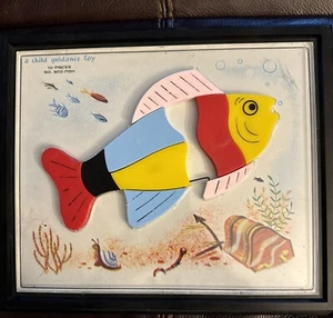A Child Guidance Toy #902 Fisch Kunststoff Vintage geformtes Tablett Puzzle 10 Stck. 1 fehlt - Bild 1 von 6