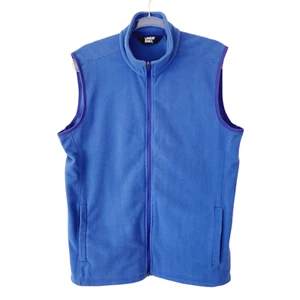 Lands End Mens Fleece Vest Medium Blue Oeko-Tex Full Front Zipper Pockets Hiking - Picture 1 of 11