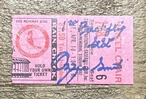 Boleto abatible trasero firmado por Ozzie Smith de los Cardenales primer día inaugural FANÁTICOS - Imagen 1 de 5