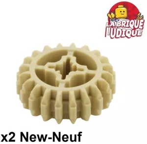 Lego technic 2x engrenage pignon gear 20 tooth dent double bevel beige/tan 32269 - Imagen 1 de 1