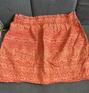 Joe Fresh Elastic Waist 100% Cotton Skirt Size Med. Pockets Orange Melon Print - Picture 1 of 5