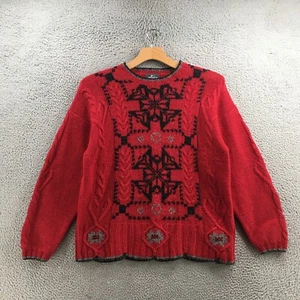 Suéter Woolrich Para Mujer L Rojo Lana Tejido Manga Larga Pullover Informal Cuello Redondo - Imagen 1 de 14