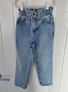 Girls paper bag high waisted jeans 5-6 - Picture 1 of 5