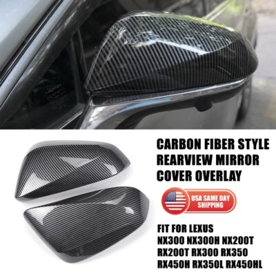 LEXUS NX300 RX350 450h RZ Carbon Fiber Rear View Side Door Mirror Cover Trim - Image 1 of 4
